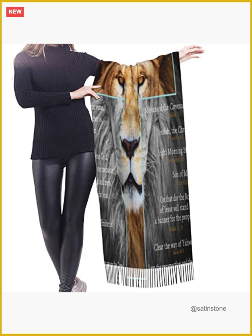 Christian Lion Prayer Religious Pashmina Shawl Wrap Evening Bridesmaid Scarf - Picture 2 of 7